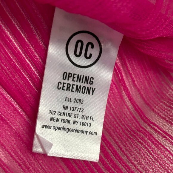 Opening Ceremony Sheer Ribbed Pink Top Half Sleeve See Through Mesh Shirt Small - Picture 6 of 9